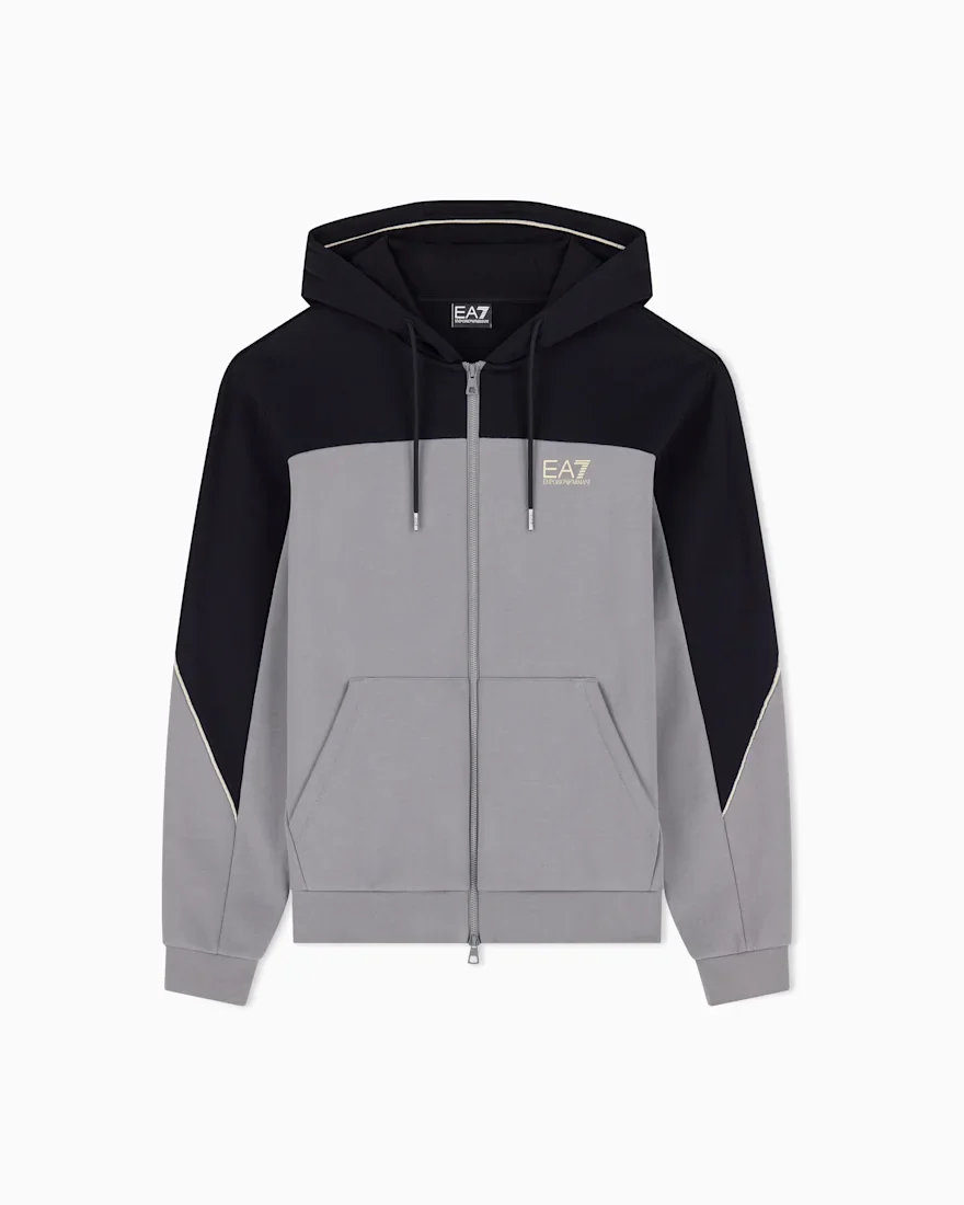 Худі EA7 regular fit на блискавці з бавовни